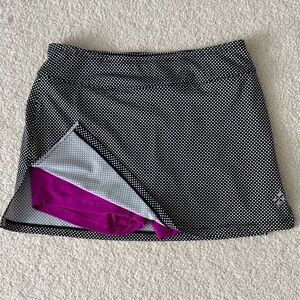 Jofit Black and White Polka Dot Mini Skirt with Purple Accent